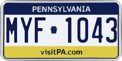 PA license plate MYF1043