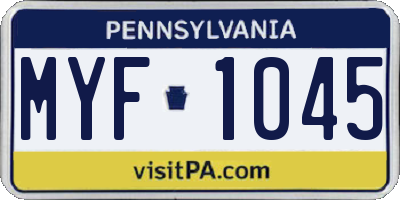 PA license plate MYF1045