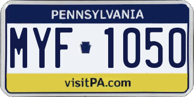 PA license plate MYF1050