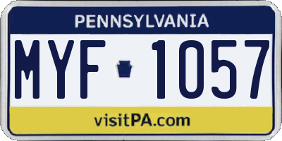 PA license plate MYF1057