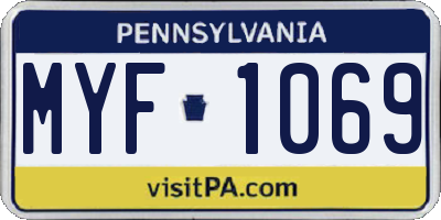 PA license plate MYF1069