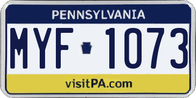PA license plate MYF1073