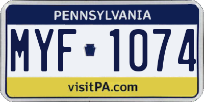 PA license plate MYF1074