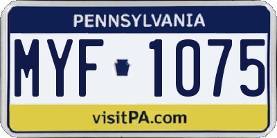 PA license plate MYF1075