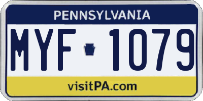 PA license plate MYF1079