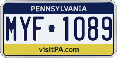 PA license plate MYF1089