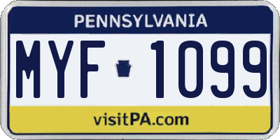 PA license plate MYF1099