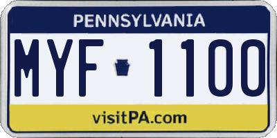 PA license plate MYF1100