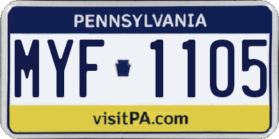 PA license plate MYF1105