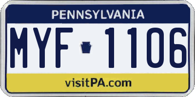 PA license plate MYF1106