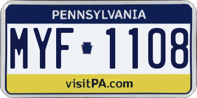 PA license plate MYF1108