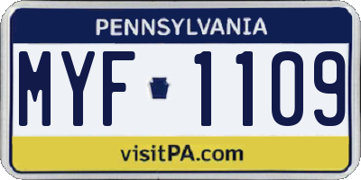 PA license plate MYF1109
