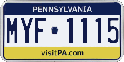 PA license plate MYF1115