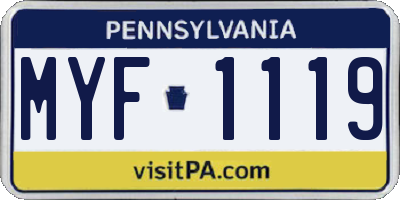 PA license plate MYF1119