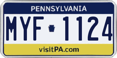 PA license plate MYF1124