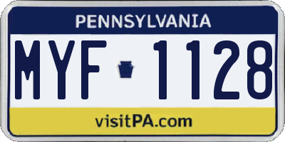 PA license plate MYF1128
