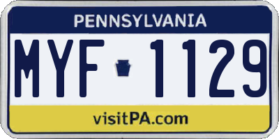 PA license plate MYF1129