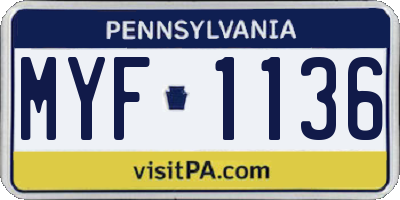 PA license plate MYF1136