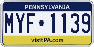 PA license plate MYF1139