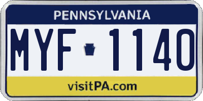 PA license plate MYF1140