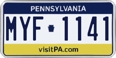 PA license plate MYF1141