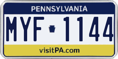 PA license plate MYF1144