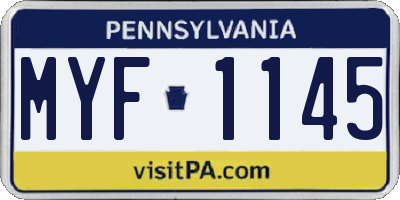 PA license plate MYF1145
