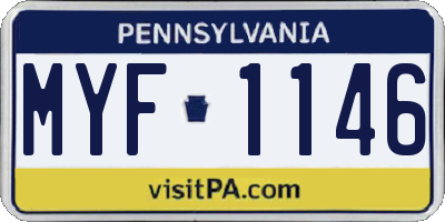 PA license plate MYF1146
