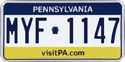 PA license plate MYF1147