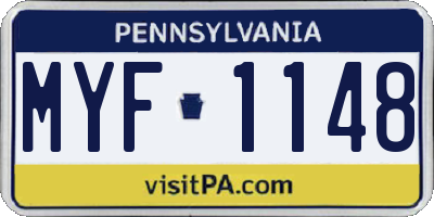 PA license plate MYF1148
