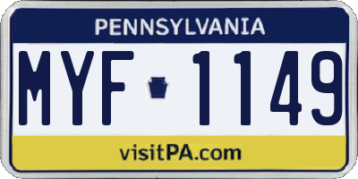 PA license plate MYF1149