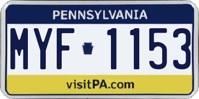 PA license plate MYF1153