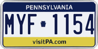 PA license plate MYF1154