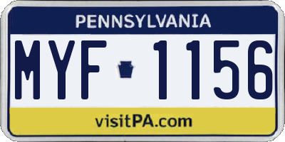 PA license plate MYF1156