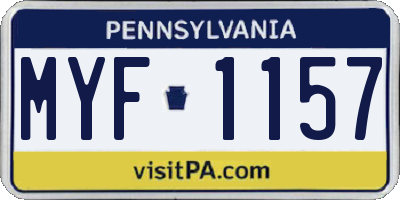 PA license plate MYF1157