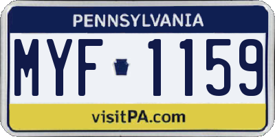 PA license plate MYF1159
