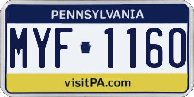 PA license plate MYF1160