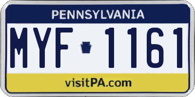 PA license plate MYF1161