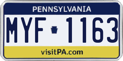 PA license plate MYF1163