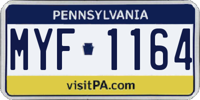 PA license plate MYF1164