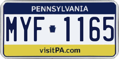 PA license plate MYF1165