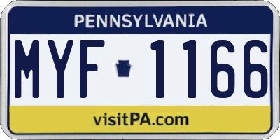 PA license plate MYF1166