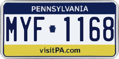 PA license plate MYF1168