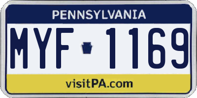 PA license plate MYF1169