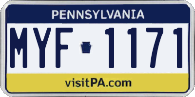 PA license plate MYF1171