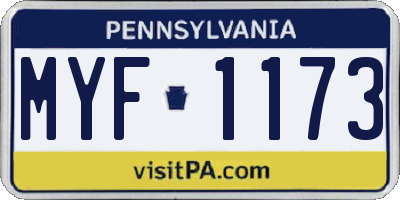 PA license plate MYF1173