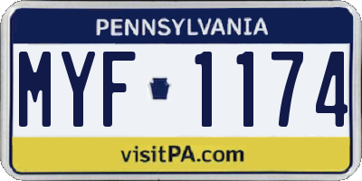 PA license plate MYF1174
