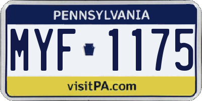 PA license plate MYF1175
