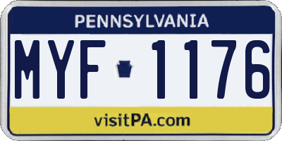 PA license plate MYF1176