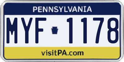 PA license plate MYF1178